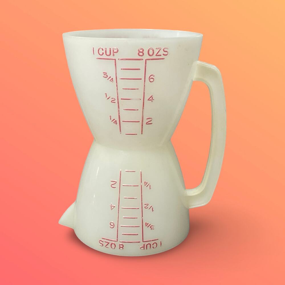 Vintage Tupperware Hourglass Measuring Cup 860 Two-Sided Wet Dry 1 Cup 8oz USA